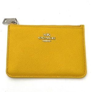 Coach Classic Gold Saffiano Leather Mini Skinny Card Holder/Case